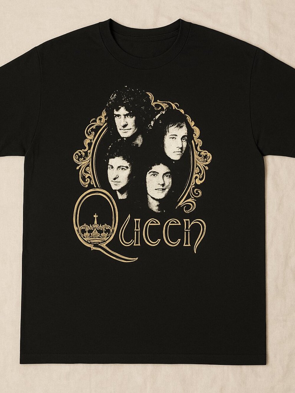 Queen Vintage Graphic T-Shirt | Classic Rock Band Tee | Retro Music Black Shirt